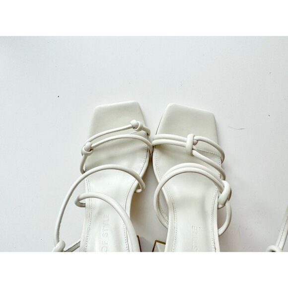 NWOB SONG OF STYLE Noelle White Leather Knotted Block Heel Sandals, Size 5.5 - Picture 6 of 14